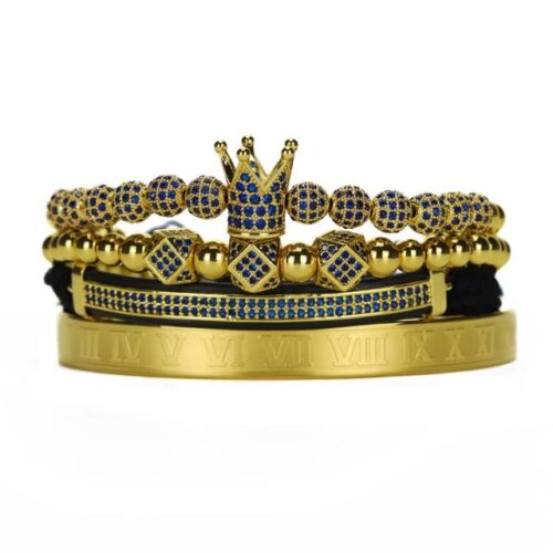 4pcs/set Royal Crown Stainless Steel Beaded Bracelet