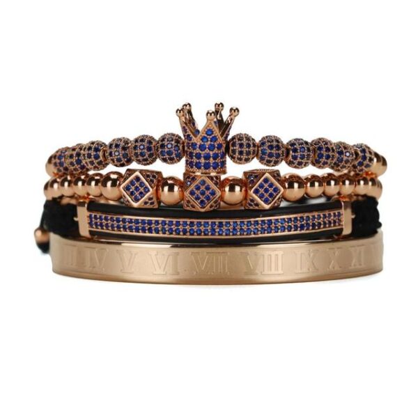 4pcs/set Royal Crown Stainless Steel Beaded Bracelet