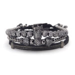 3pcs/set Crown Stainless Steel Beaded Bracelet