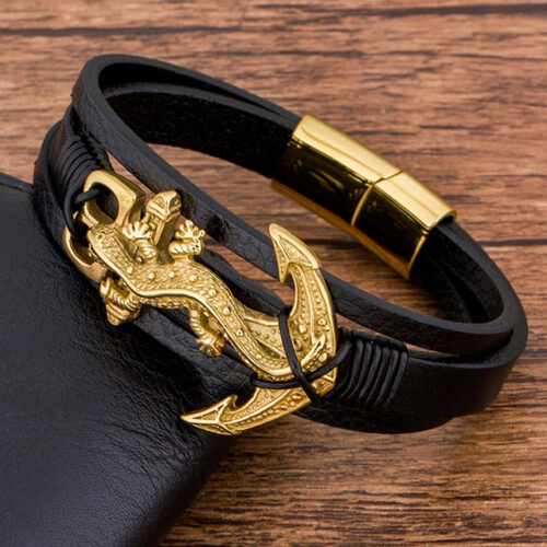 Multilayered Gold Anchor Bracelet