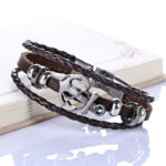 Multilayered Leather Braided Anchor Bracelet