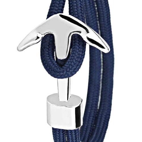 Navy Blue Silver Anchor Bracelet