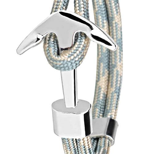 Light Blue Silver Anchor Bracelet
