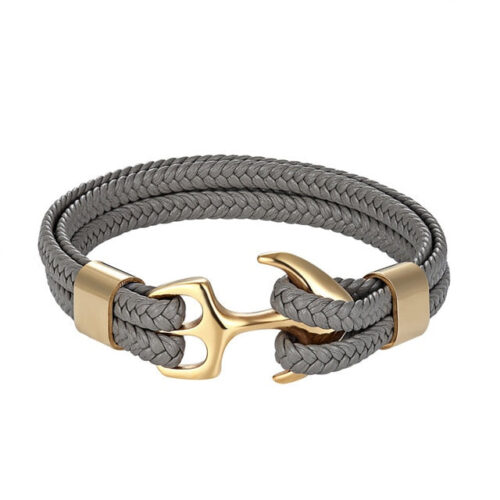 Grey & Gold Anchor Bracelet