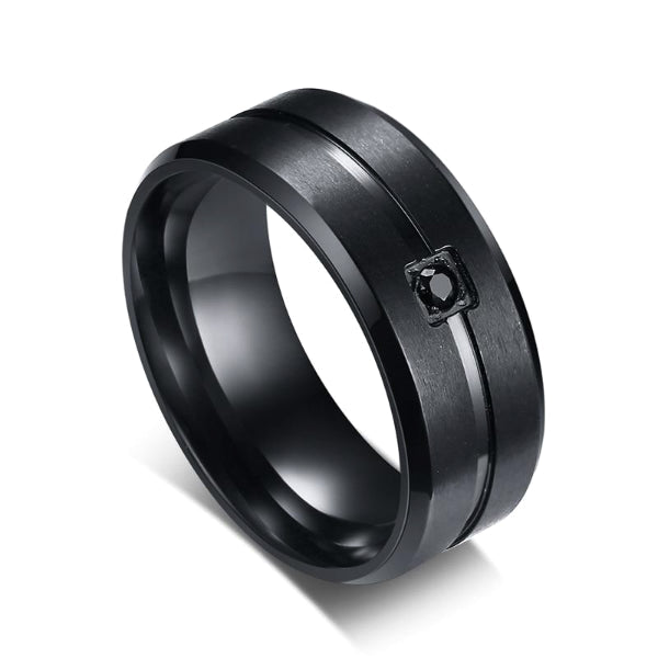 Black CZ Titanium Ring