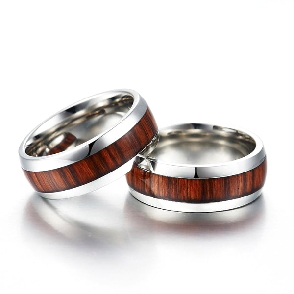 Silver Wood Inlay Ring