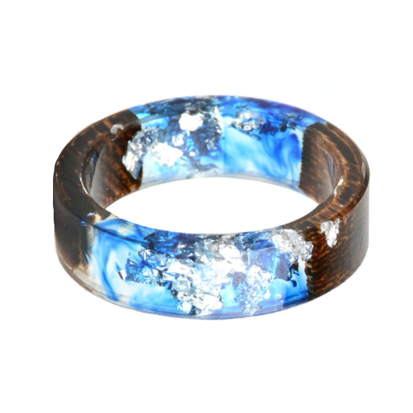 Wood Epoxy Ring Blue