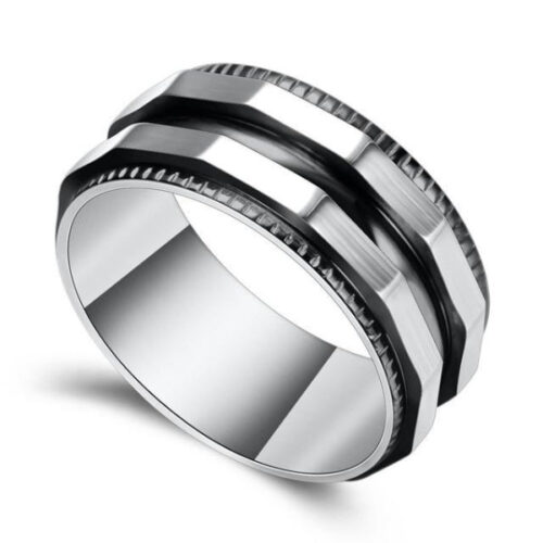 Black & Silver Dual Titanium Ring