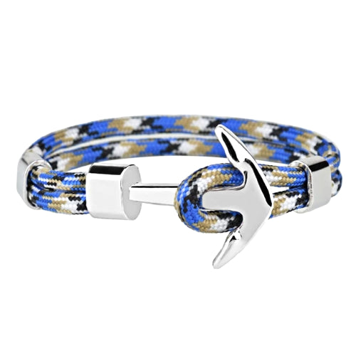 Blue Silver Anchor Bracelet